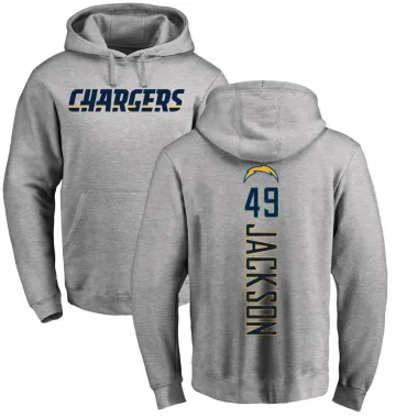 Gray Men's Eddie Jackson Los Angeles Chargers Pro Line by Branded Heather Pullover Hoodie