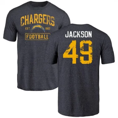 Navy Men's Eddie Jackson Los Angeles Chargers Distressed T-Shirt -