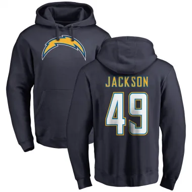 Navy Men's Eddie Jackson Los Angeles Chargers Pro Line by Branded Pullover Hoodie